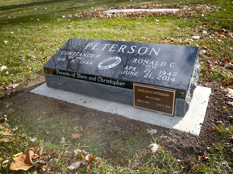 Bronze Military Plaque on Granite Headstone Wisconsin